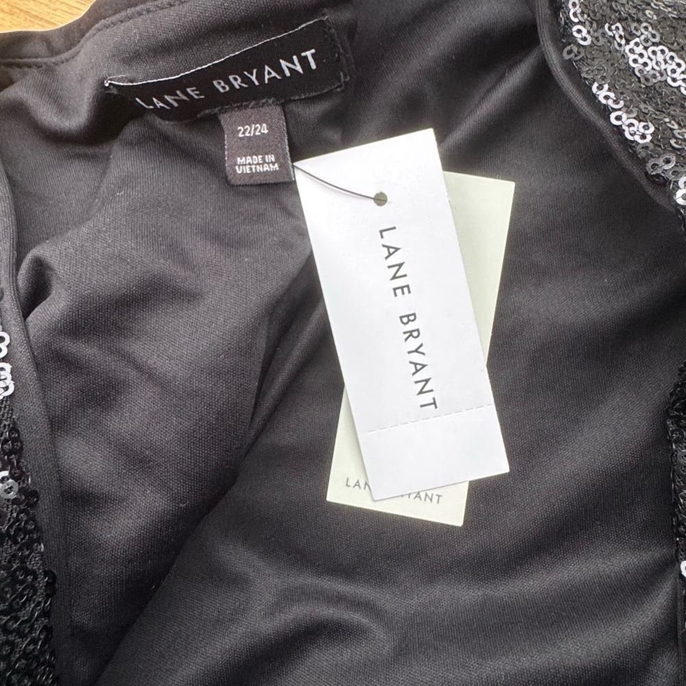 NWT LANE BRYANT Black Sequin Top - Picture 5 of 6